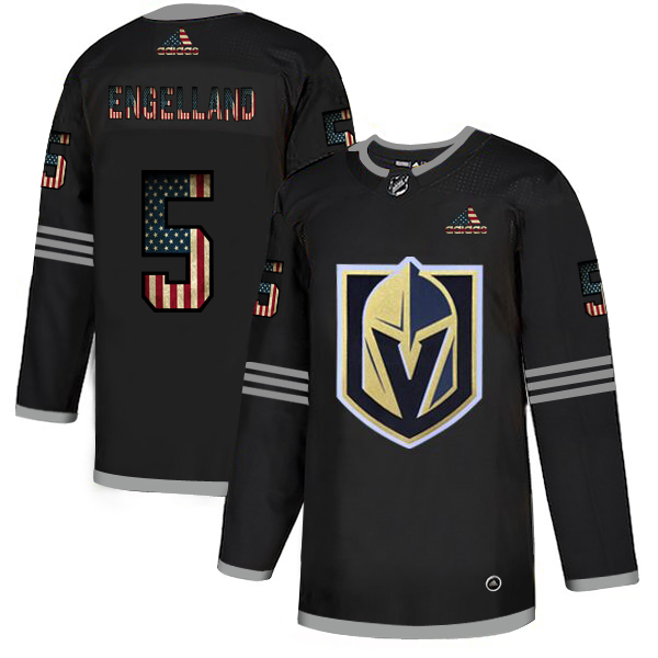 Vegas Golden Knights 5 Deryk Engelland Adidas Men Black USA Flag Limited NHL Jersey